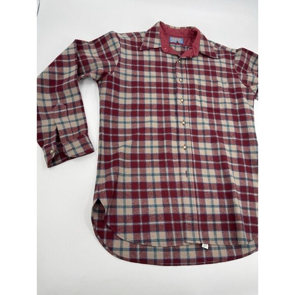 Pendleton Wool Shirt Plaid Button Up Quilted Collar Long Sleeve Size M USA - Picture 7 of 11